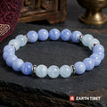 Blue lace agate and aquamarine calm bracelet in 8mm beads with silver-toned spacers