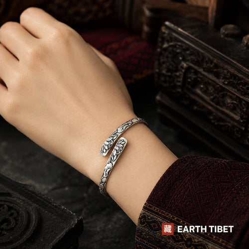 Buddhist Lotus Cuff Bracelet