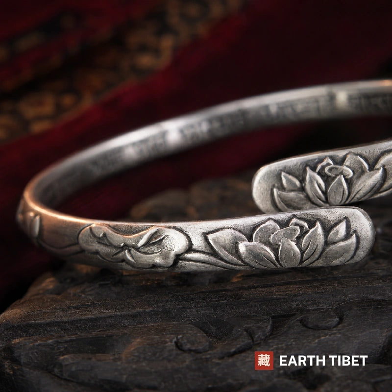 Buddhist Lotus Cuff Bracelet