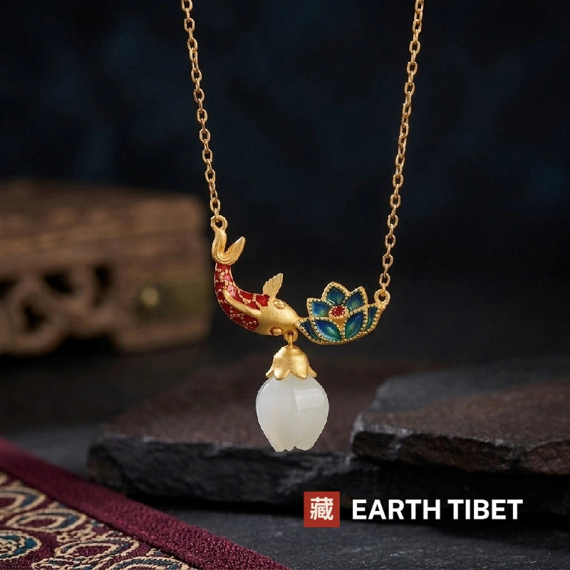 Enamel Leaping Carp Necklace