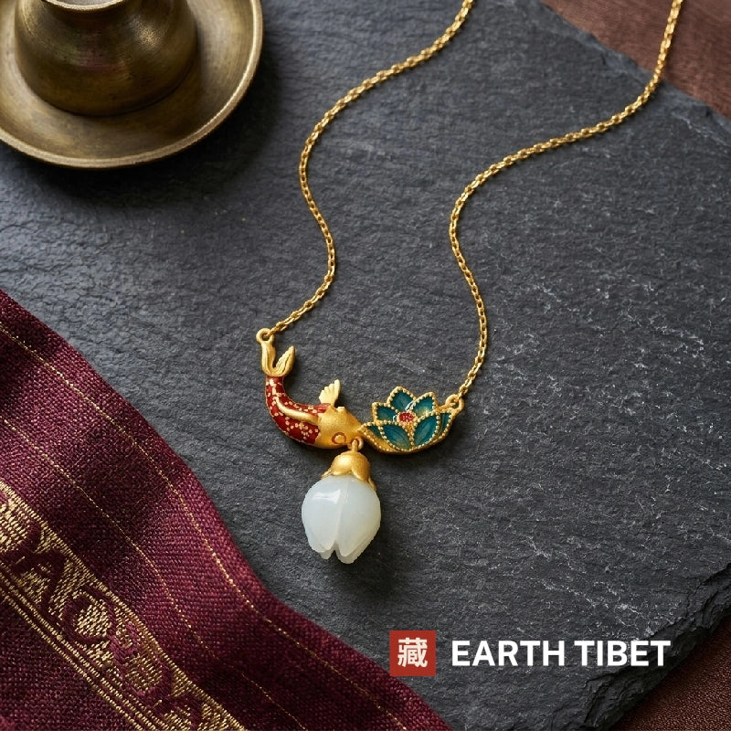 Enamel Leaping Carp Necklace