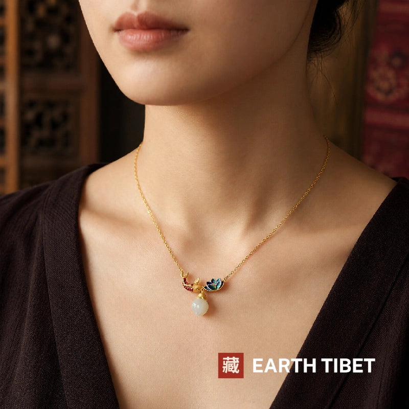 Enamel Leaping Carp Necklace
