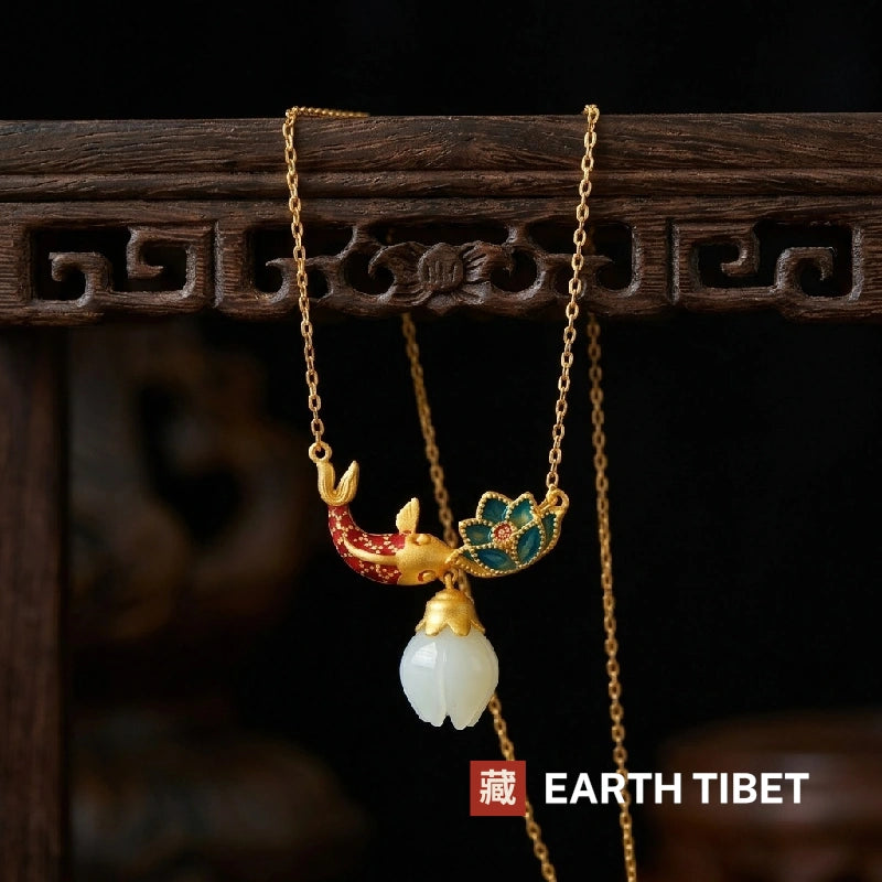 Enamel Leaping Carp Necklace