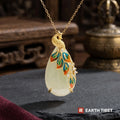 Enamel Peacock Jade Necklace