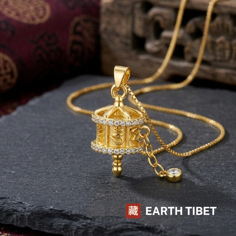 Gold Mantra Barrel Necklace
