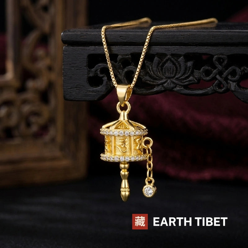 Gold Mantra Barrel Necklace