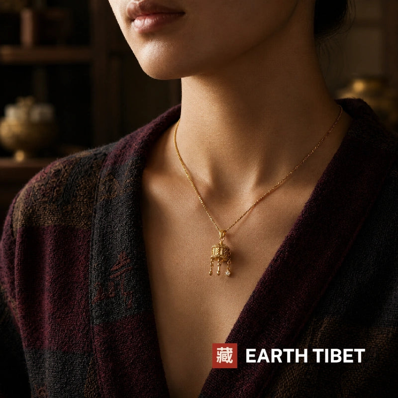 Gold Mantra Barrel Necklace