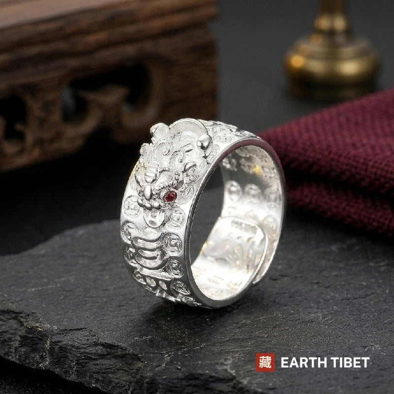 Red Garnet Pixiu Mantra Ring