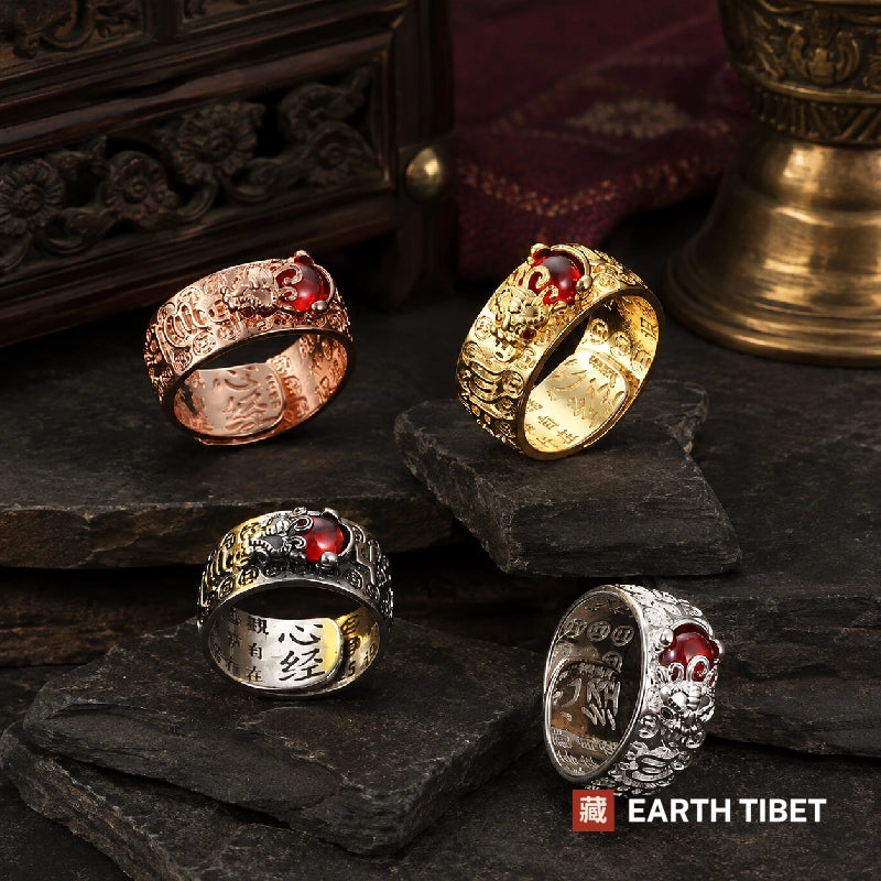 Red Garnet Pixiu Mantra Ring