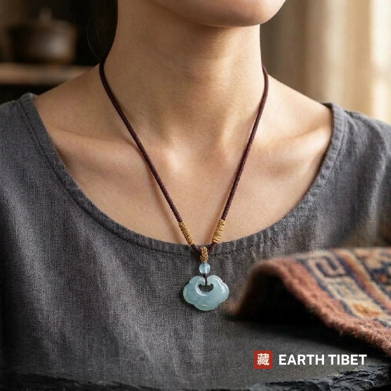 Blue Water Jade Ruyi Necklace