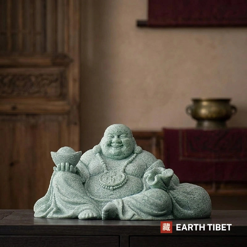 Green Sandstone Laughing Buddha