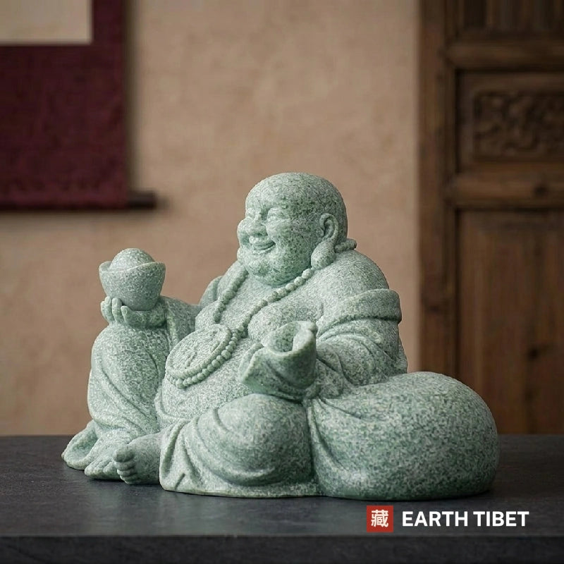 Green Sandstone Laughing Buddha