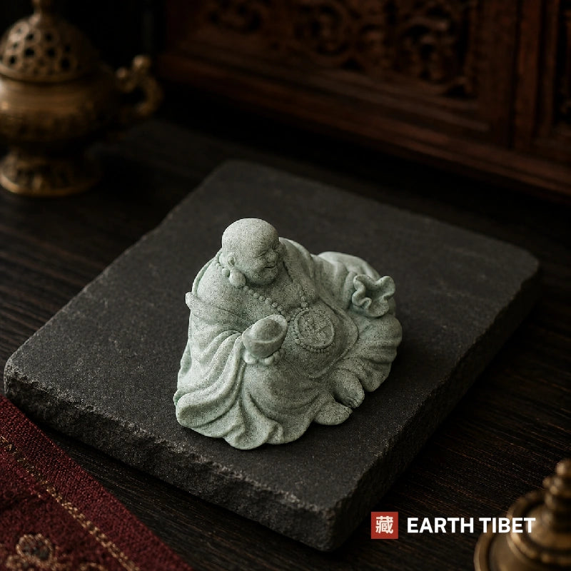 Green Sandstone Laughing Buddha
