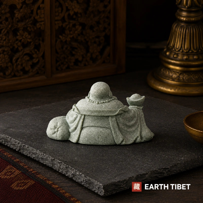 Green Sandstone Laughing Buddha